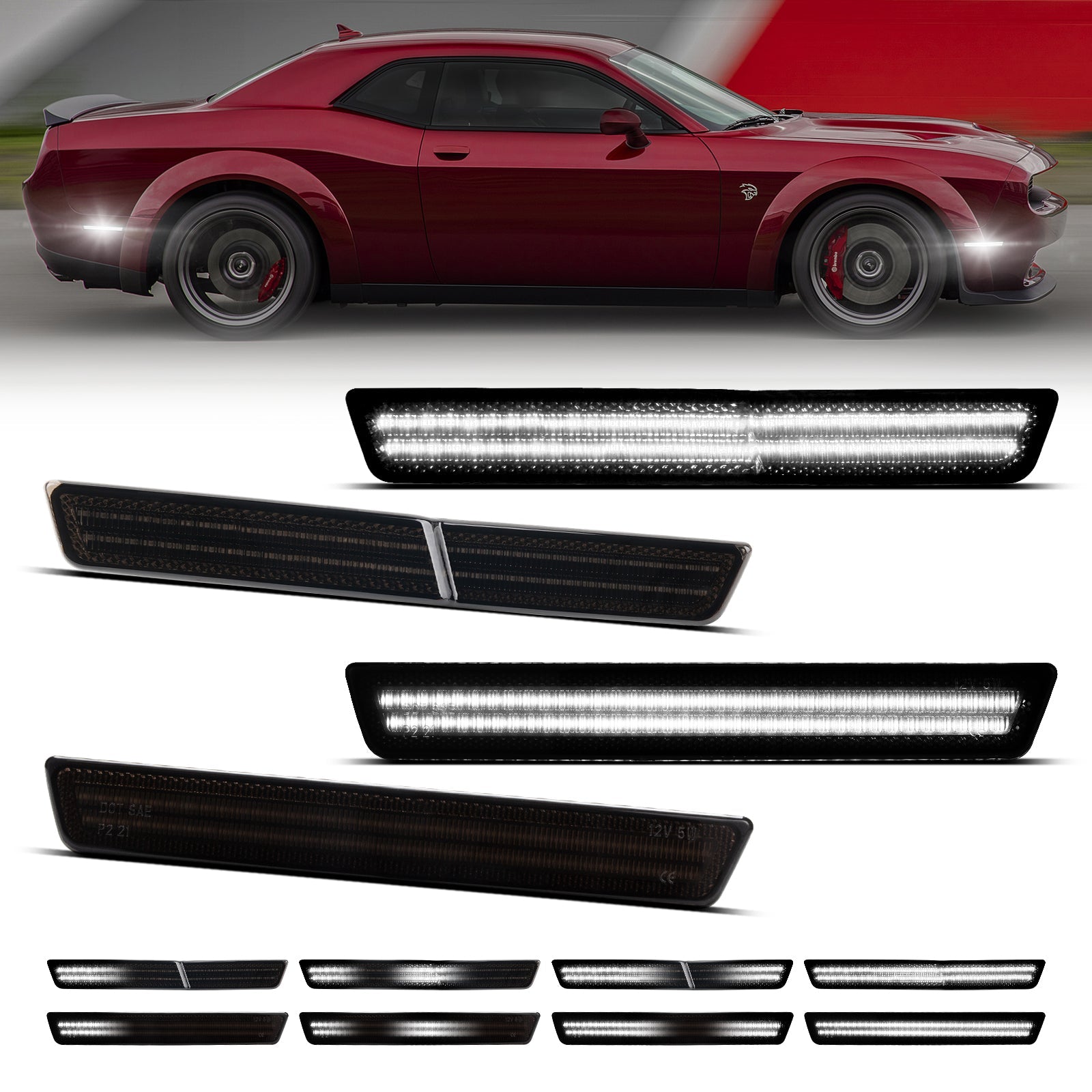 BLACK LABEL 38灯 Black Base Design CHALLENGER WIDEBODY 15-23 FRONT/REAR DYNAMIC SMOKED LED SIDE