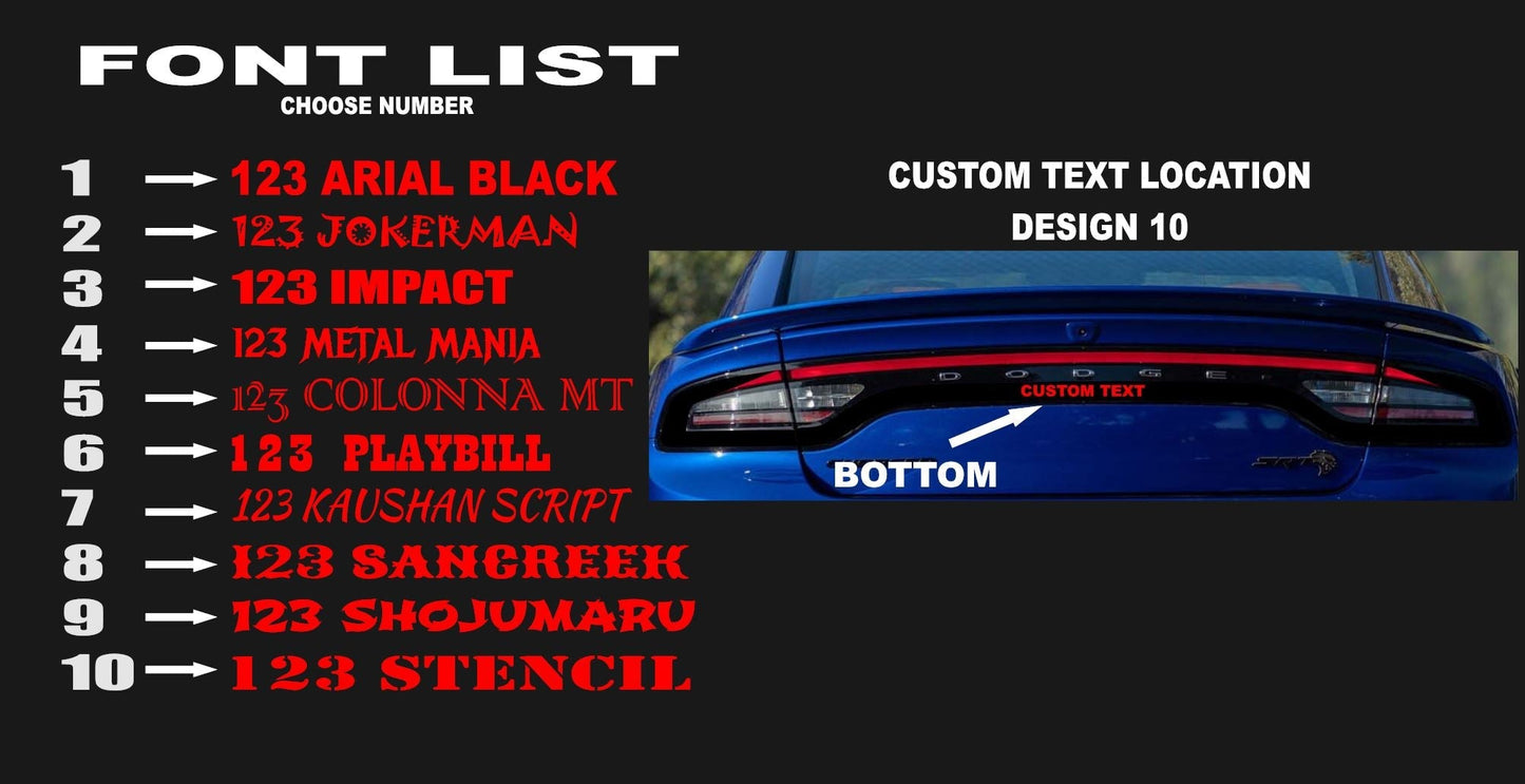 15 - 23 Dodge Charger Taillight Decal Design 10 - Speedlogix