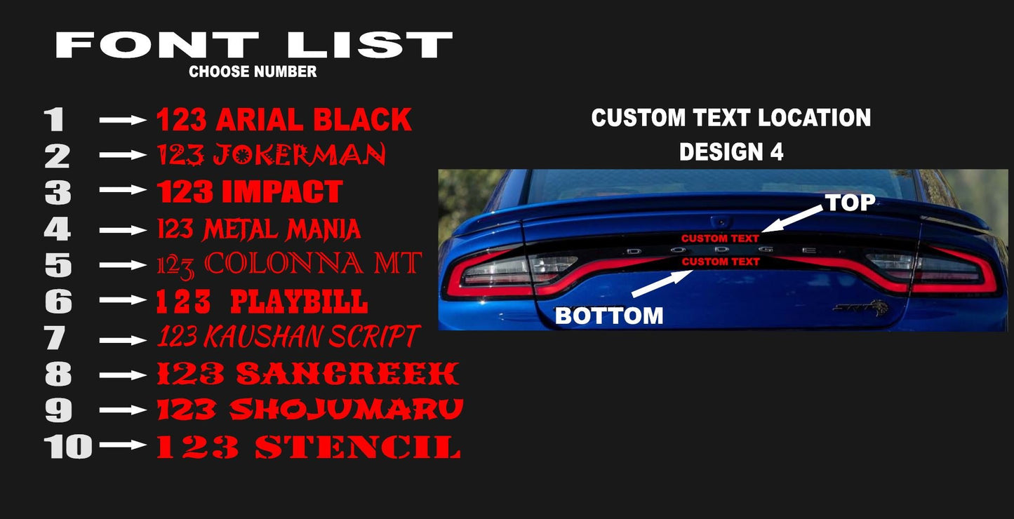 15 - 23 Dodge Charger Taillight Decal Design 4 - Speedlogix