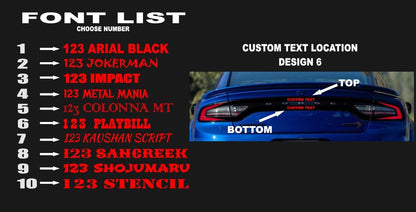 15 - 23 Dodge Charger Taillight Decal Design 6 - Speedlogix