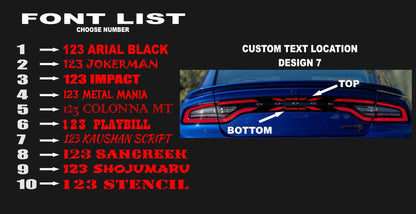 15 - 23 Dodge Charger Taillight Decal Design 7 - Speedlogix