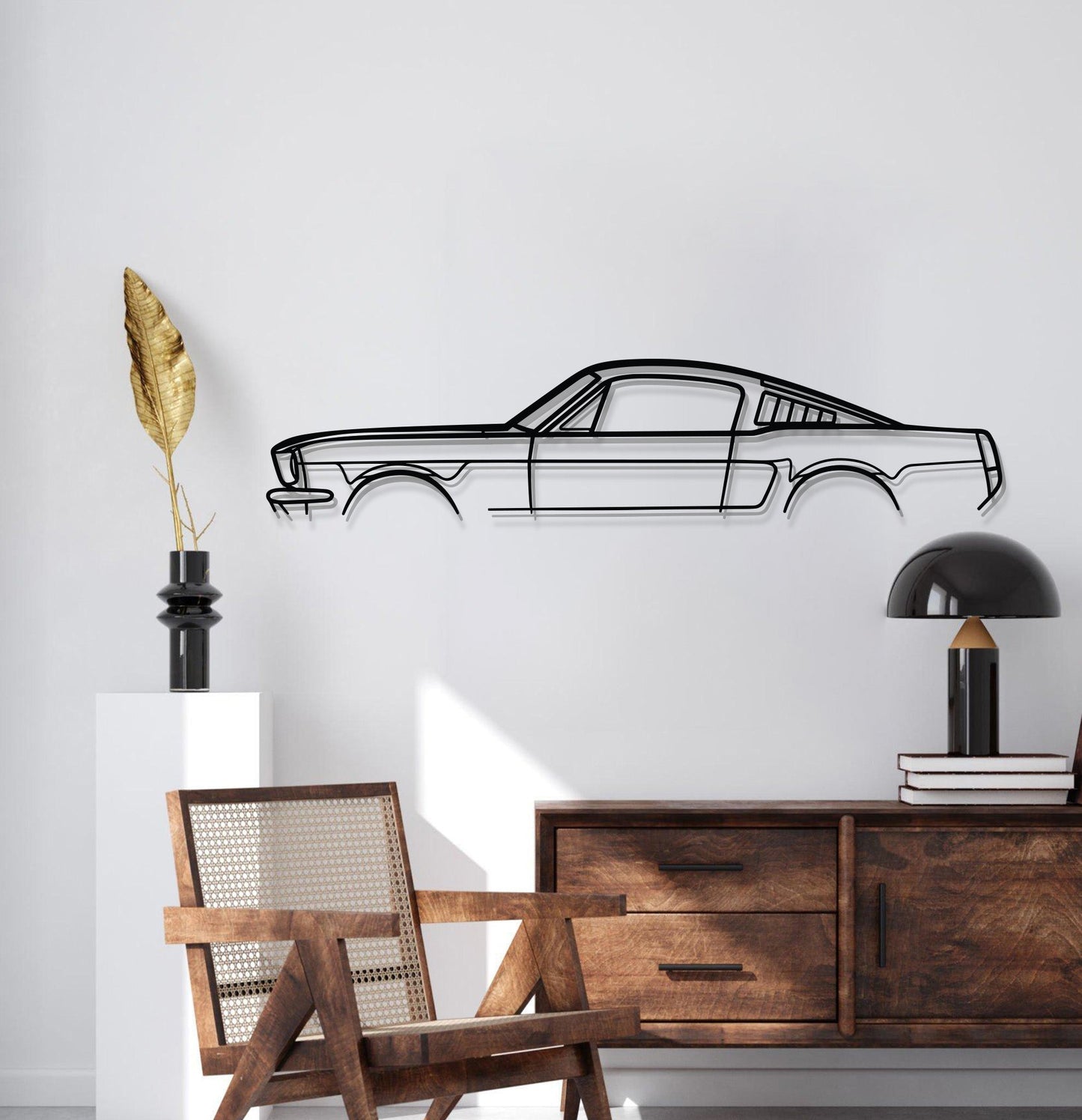 1966 Mustang Fastback Metal Car Wall Art - MT0089 - Speedlogix