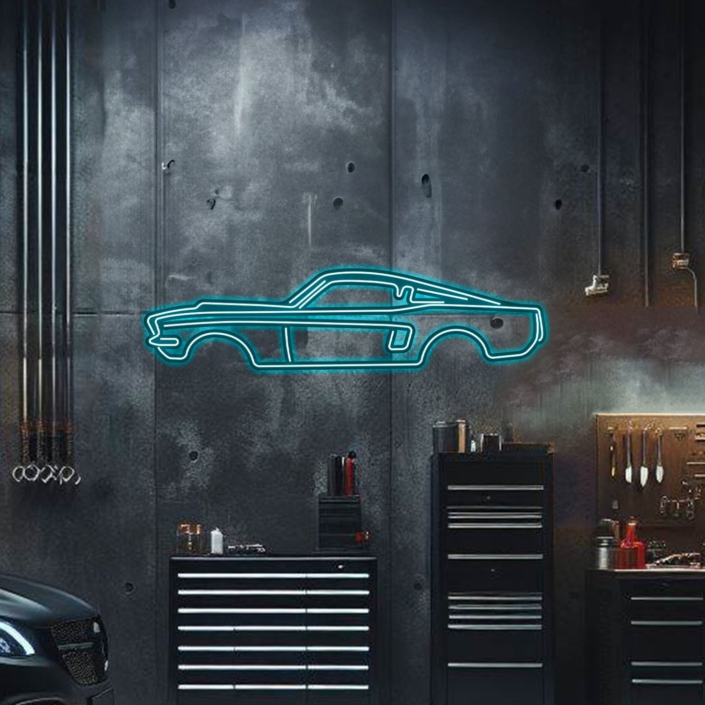 1967 Mustang Metal Neon Car Wall Art - MTN0001 - Speedlogix