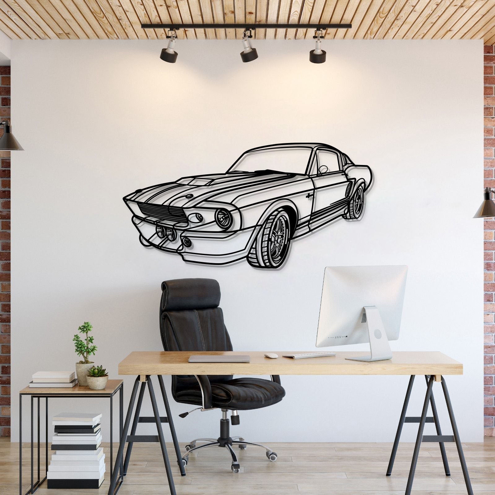 1967 Mustang Shelby GT500 Fastback Perspective Metal Car Wall Art - MT1155 - Speedlogix