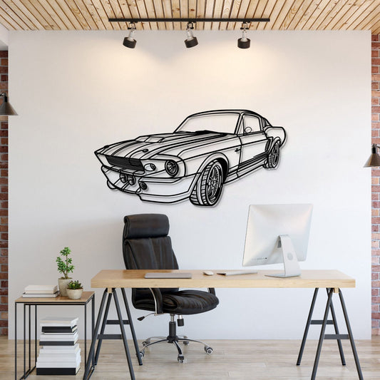 1967 Mustang Shelby GT500 Fastback Perspective Metal Car Wall Art - MT1155 - Speedlogix