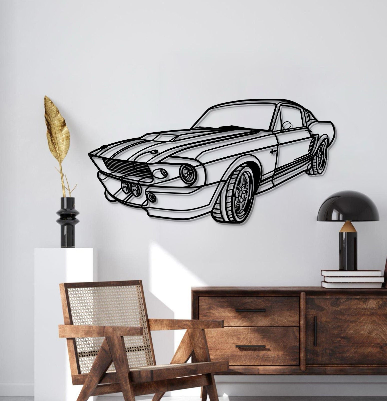 1967 Mustang Shelby GT500 Fastback Perspective Metal Car Wall Art - MT1155 - Speedlogix