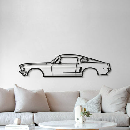 1968 Mustang Fastback Metal Car Wall Art - MT0111 - Speedlogix