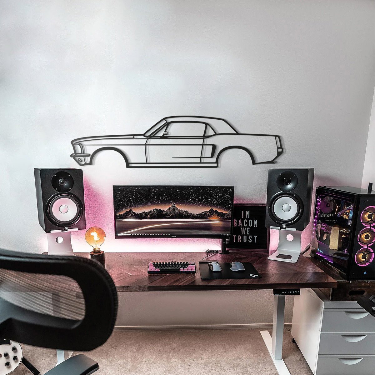 1968 Mustang Hardtop Metal Car Wall Art - MT0112 - Speedlogix