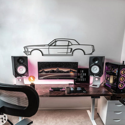 1968 Mustang Hardtop Metal Car Wall Art - MT0112 - Speedlogix