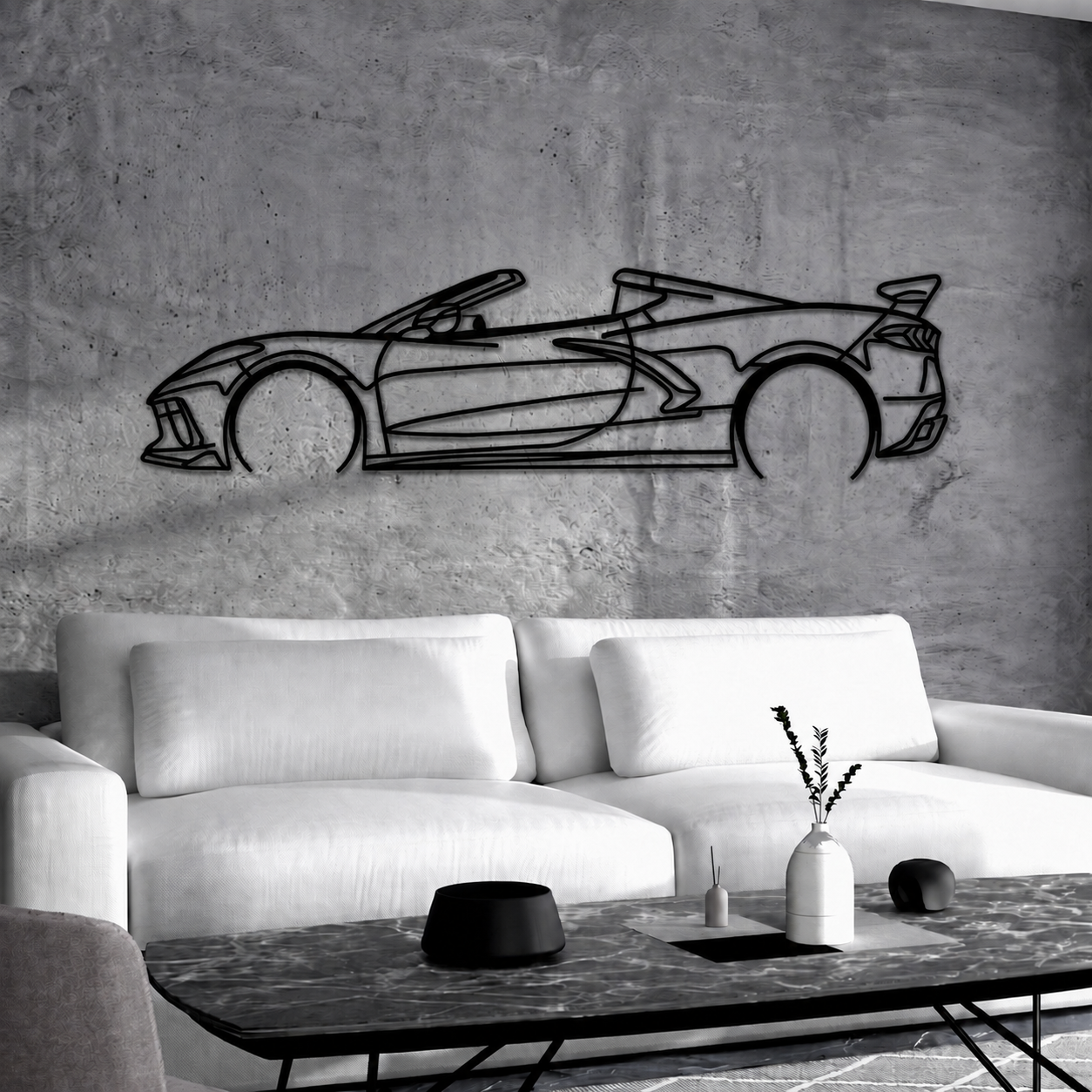 Corvette C8 Detailed Metal Car Wall Art - MT0922