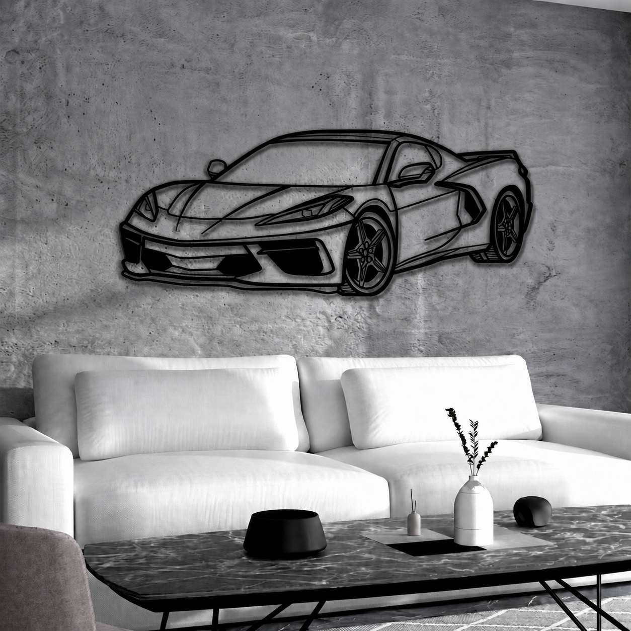 Corvette C8 Perspective Metal Car Wall Art - MT1125