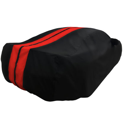 2005 - 2024 Ford Mustang Ultraguard Plus Car Cover - 300D Indoor/Outdoor Protection - Black with Red Stripes - Speedlogix