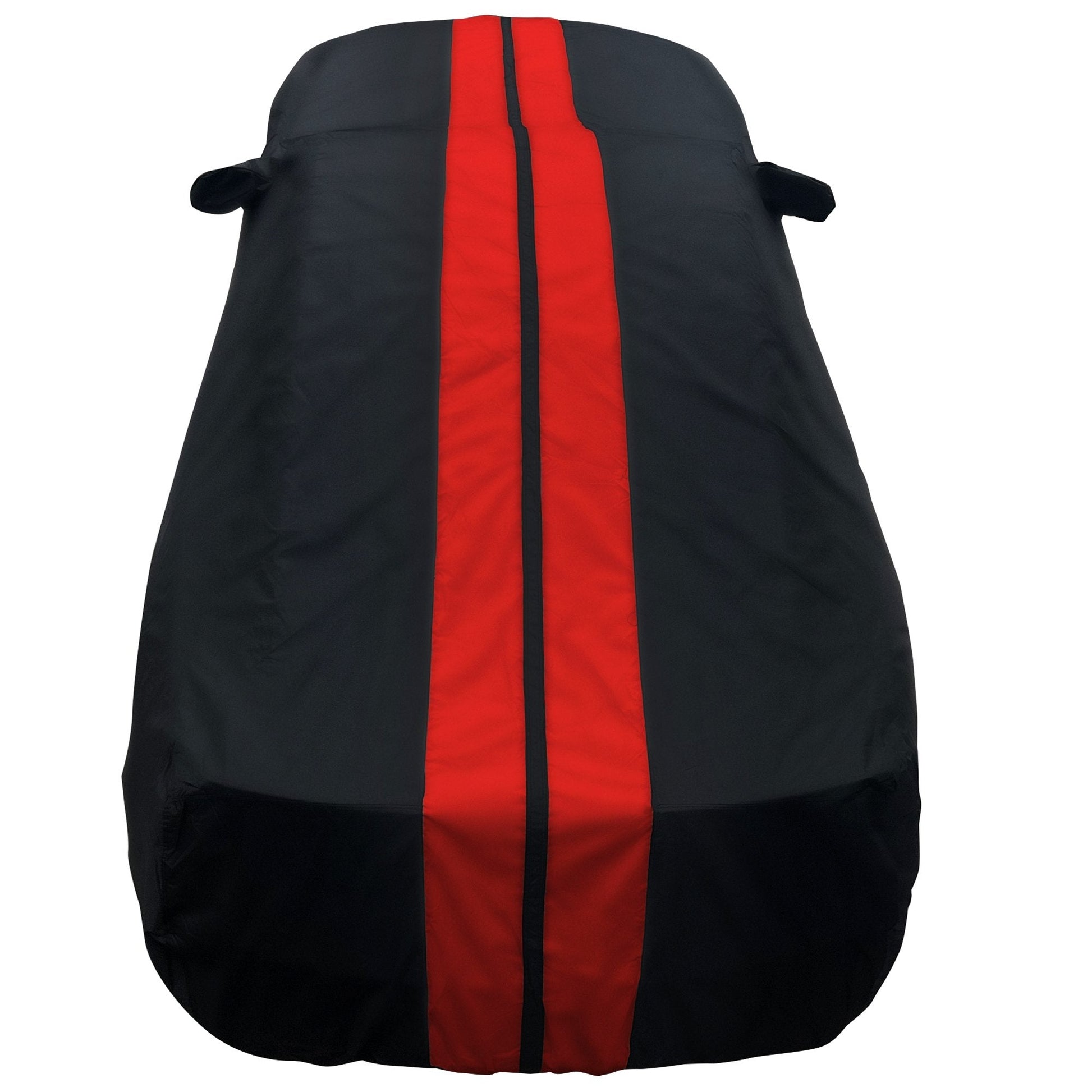 2005 - 2024 Ford Mustang Ultraguard Plus Car Cover - 300D Indoor/Outdoor Protection - Black with Red Stripes - Speedlogix