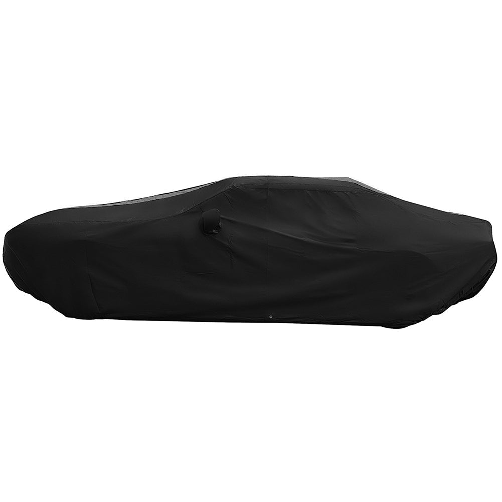 2008 - 2023 Dodge Challenger Ultraguard Plus Car Cover - 300D Indoor/Outdoor Protection - Black with Gray Stripes - Speedlogix