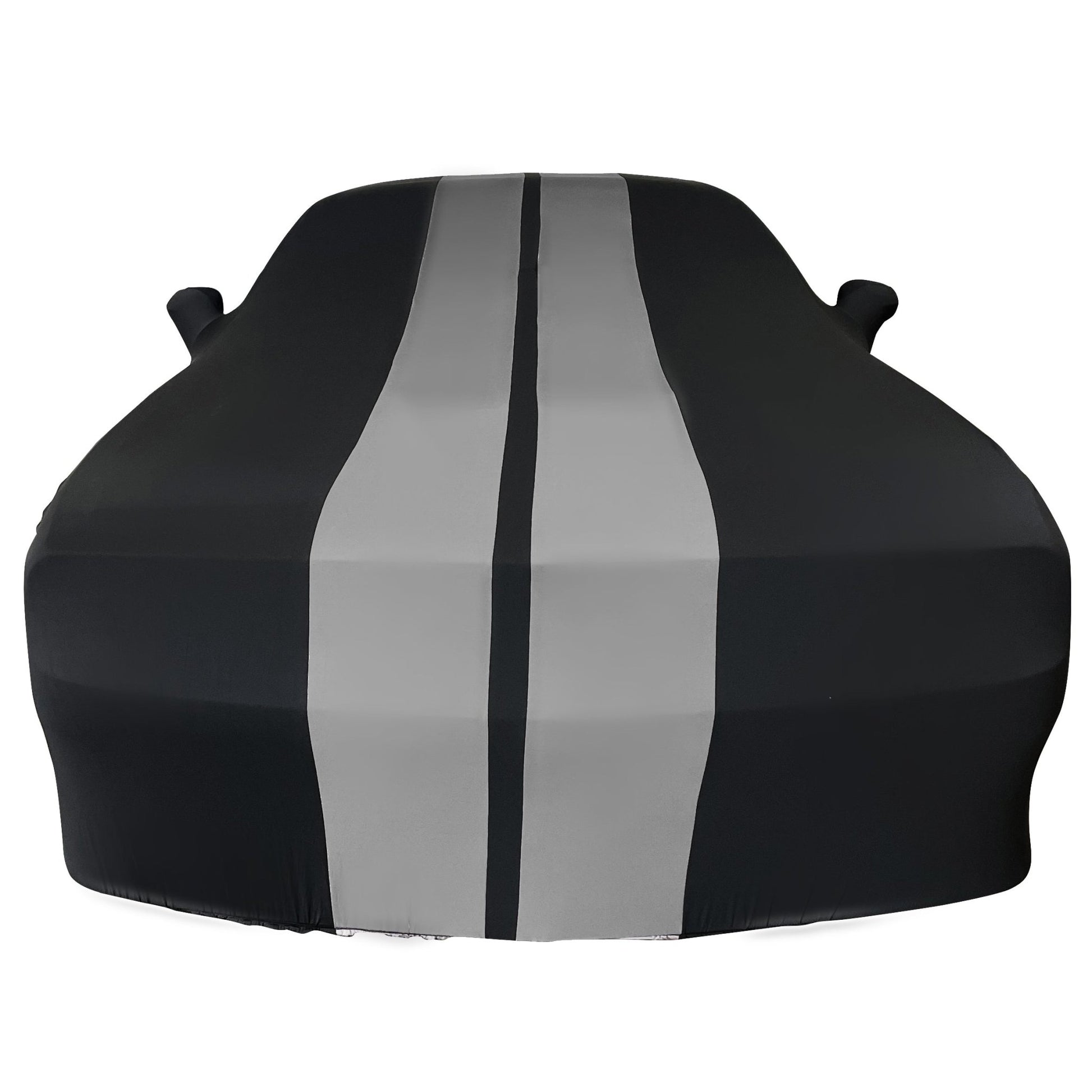 2008 - 2023 Dodge Challenger Ultraguard Stretch Satin Indoor Car Cover : Sport Series - Black with Gray Stripes - Speedlogix