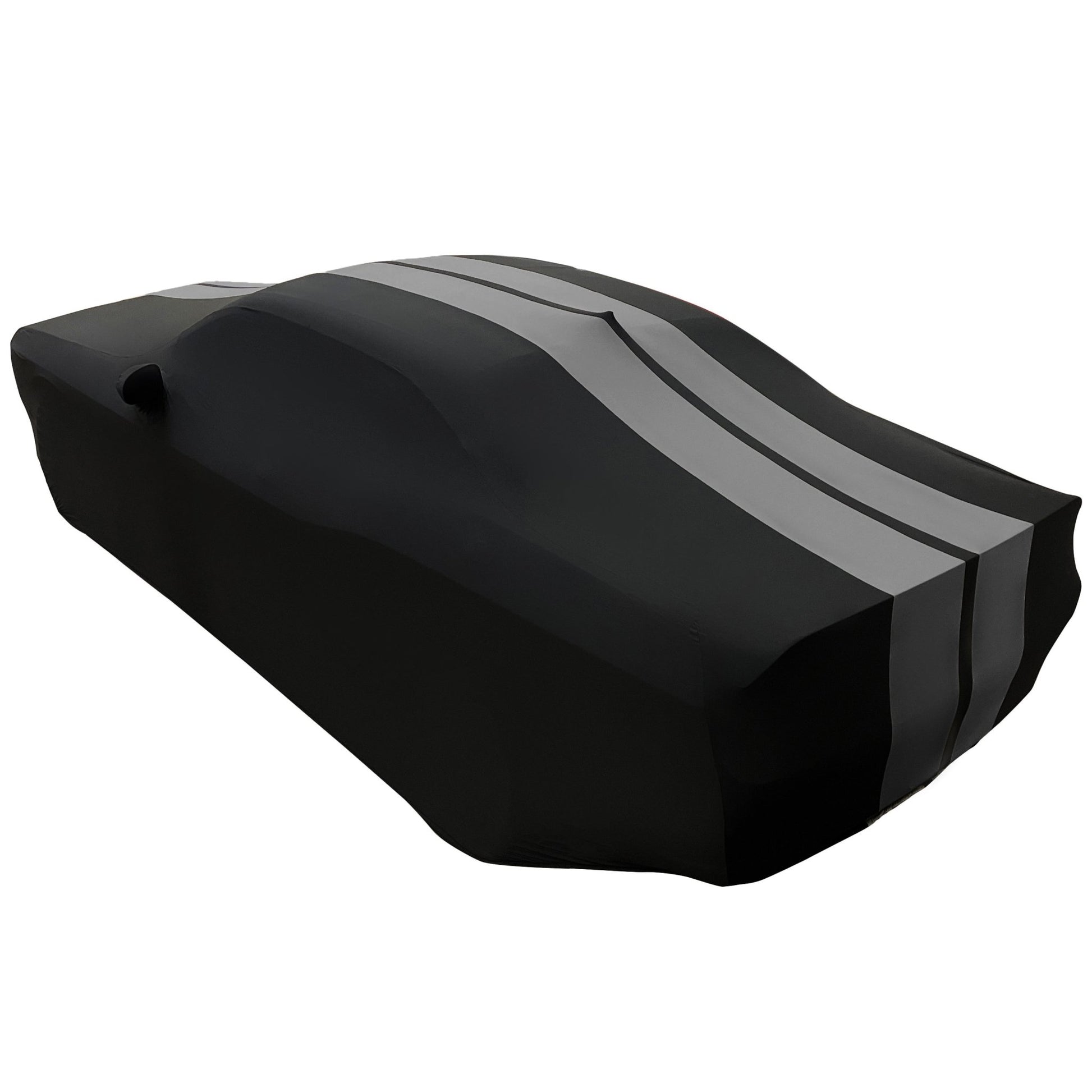2008 - 2023 Dodge Challenger Ultraguard Stretch Satin Indoor Car Cover : Sport Series - Black with Gray Stripes - Speedlogix