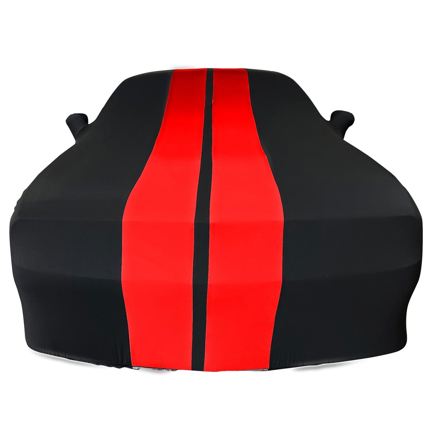 2008 - 2023 Dodge Challenger Ultraguard Stretch Satin Indoor Car Cover : Sport Series - Black with Red Stripes - Speedlogix