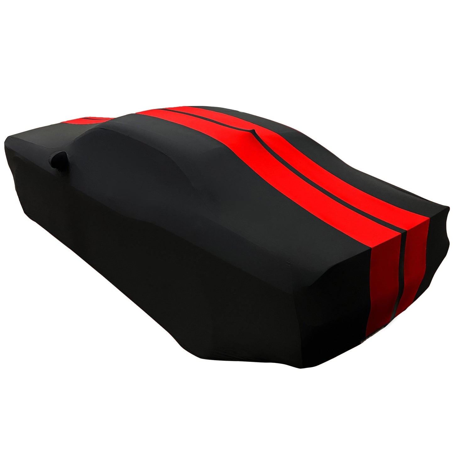 2008 - 2023 Dodge Challenger Ultraguard Stretch Satin Indoor Car Cover : Sport Series - Black with Red Stripes - Speedlogix