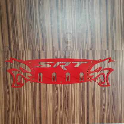 Dodge SRT Hellcat 4-Hook Steel Rack – Dual Hellcat Heads Wall Organizer 12"x4" SRT Text