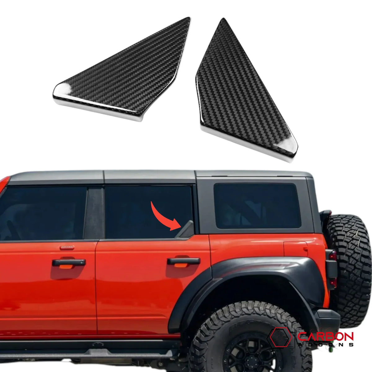 Real Carbon Fiber Rear Door Window Triangle Trim Covers For 2021–2025 Ford Bronco