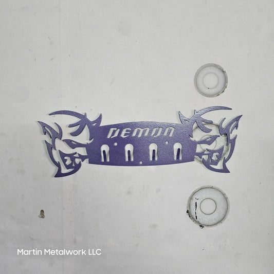 Dodge Demon Muscle Car Key Hanger – Steel Wall Mounted 4-Hook Key Rack – Garage Organizer 12"x4"