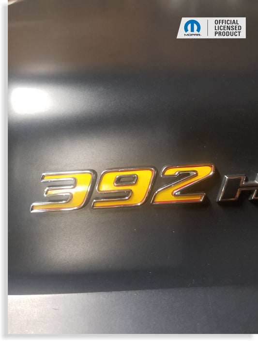 392 HEMI Scoop Emblem Overlay Decals (pair) - 2015 - 2018 Challenger R/T Scat Pack 392 Shaker - Speedlogix