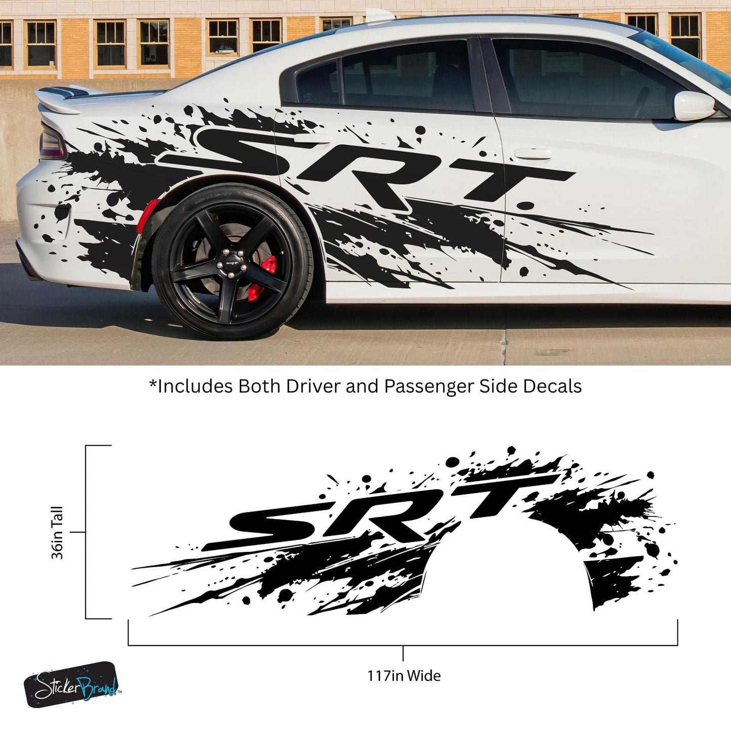 SRT Splatter Car Decal. For Challenger, Charger, Durango. Mopar. #7086-Sup