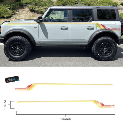 Bronco Color Stripes Decal Sticker. Red, Orange, Yellow Racing Stripes. #6973