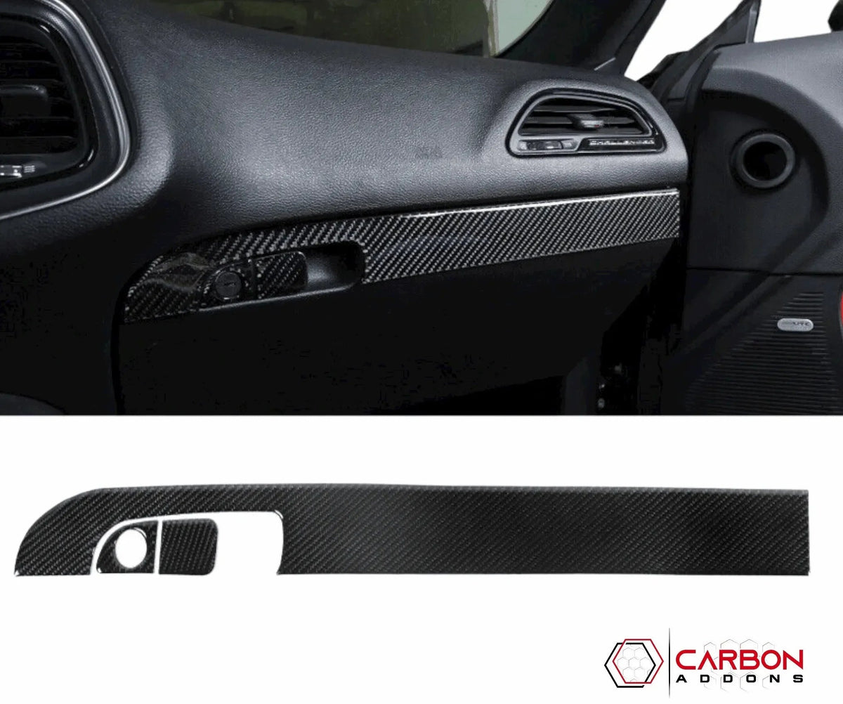 3pcs Carbon Fiber Glove Box Handle Full Strip Kit Overlay for Dodge Challenger 2015-2023