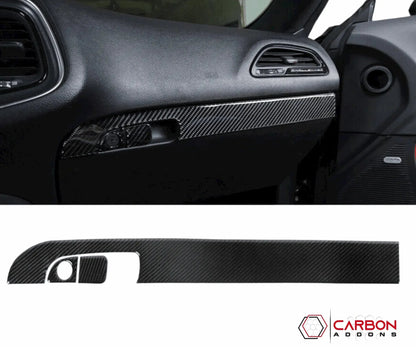 3pcs Carbon Fiber Glove Box Handle Full Strip Kit Overlay for Dodge Challenger 2015-2023