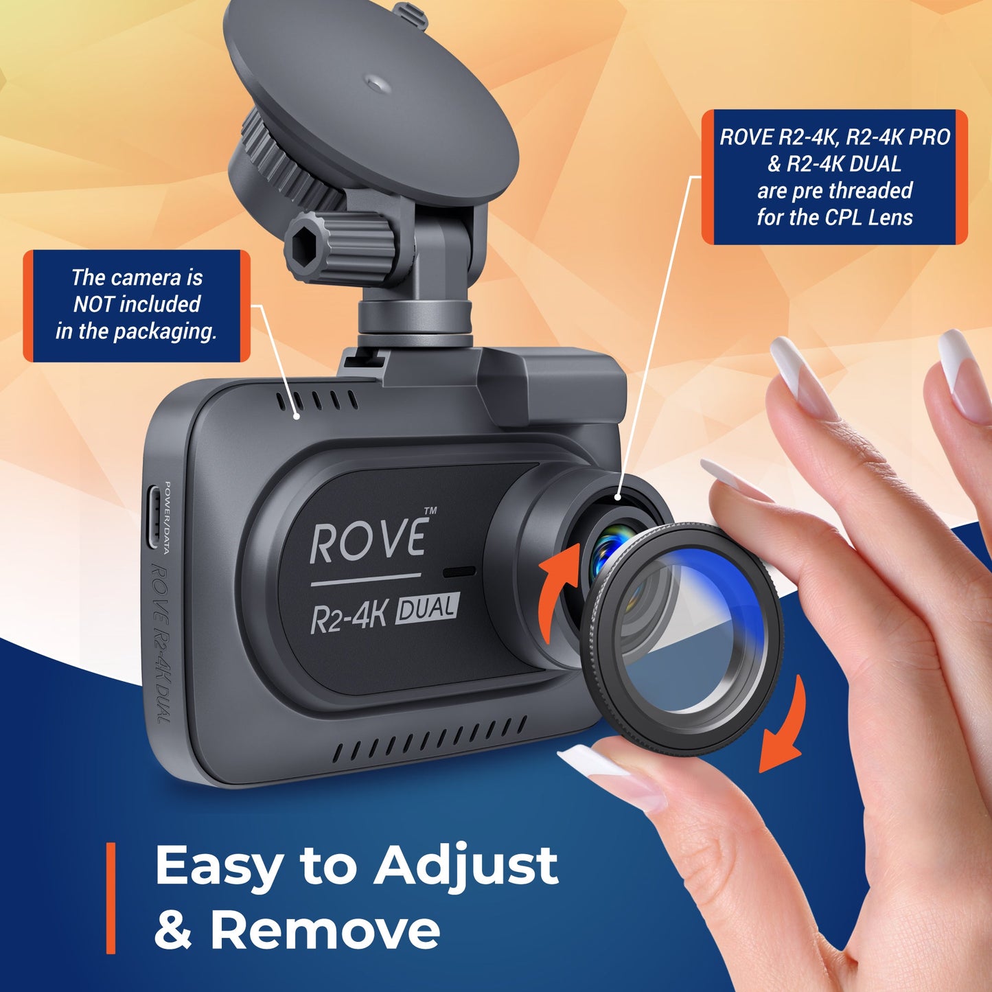ROVE Ultimate CPL Filter for ROVE R2-4K PRO, R2-4K DUAL and R2-4K (with USB-C Port) Dash Cam Models