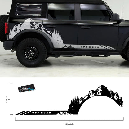 Ford Bronco Off Road Graphic Decal Sticker. Mountain Forest Overland Design. #6998