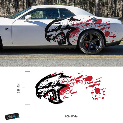 Hellcat Decal Sticker for Challenger, Charger, Durango SRT. Blood Splatter Car Decal. #6993