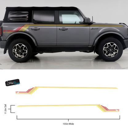 Bronco Color Stripes Decal Sticker. Red, Orange, Yellow Racing Stripes. #6973