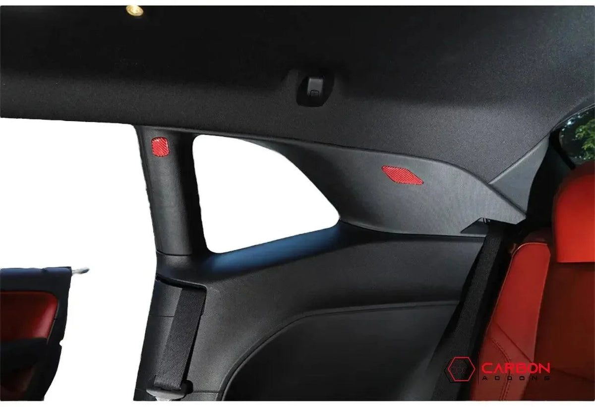 [4pcs] Carbon Fiber Interior Rear Seat Side Trim Overlay for Dodge Challenger 2015-2023