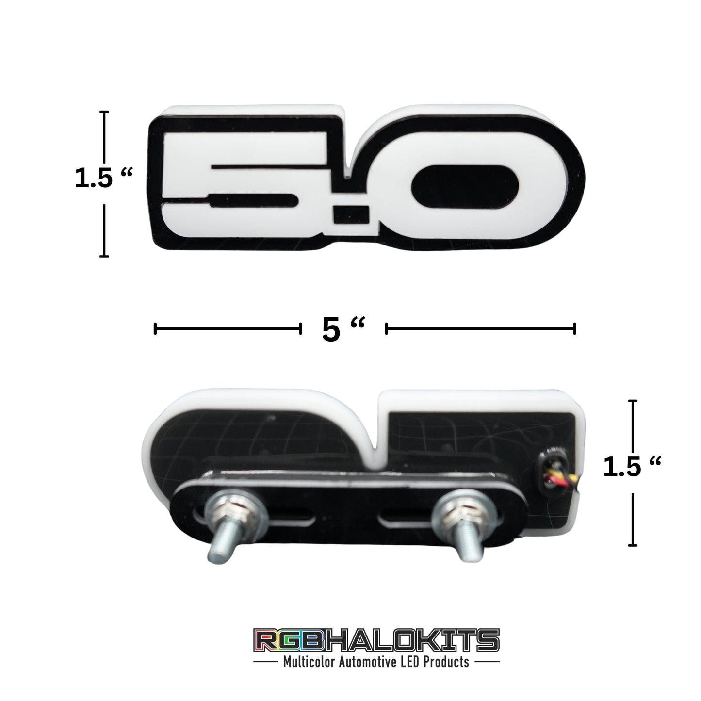 5.0 LED Emblem Badge: Ford Mustang (Multicolor Flow) - Speedlogix