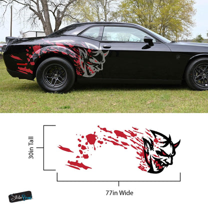 Demon Decal Sticker for Dodge Challenger SRT. Blood Splatter Car Decal. #6994