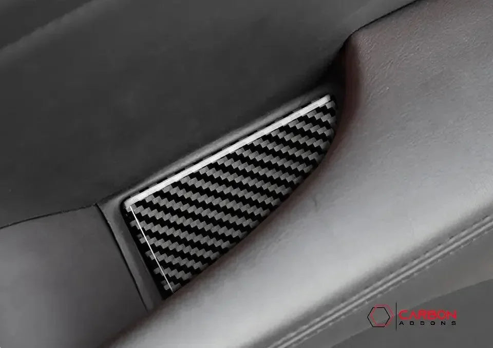 [5pcs] Carbon Fiber Rear Sit Cup Holder and Door Panel Groove Overlay for Dodge Challenger 2015-2023