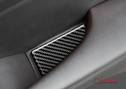 [5pcs] Carbon Fiber Rear Sit Cup Holder and Door Panel Groove Overlay for Dodge Challenger 2015-2023