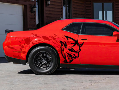 Demon Decal Sticker for Dodge Challenger SRT. Blood Splatter Car Decal. #6994