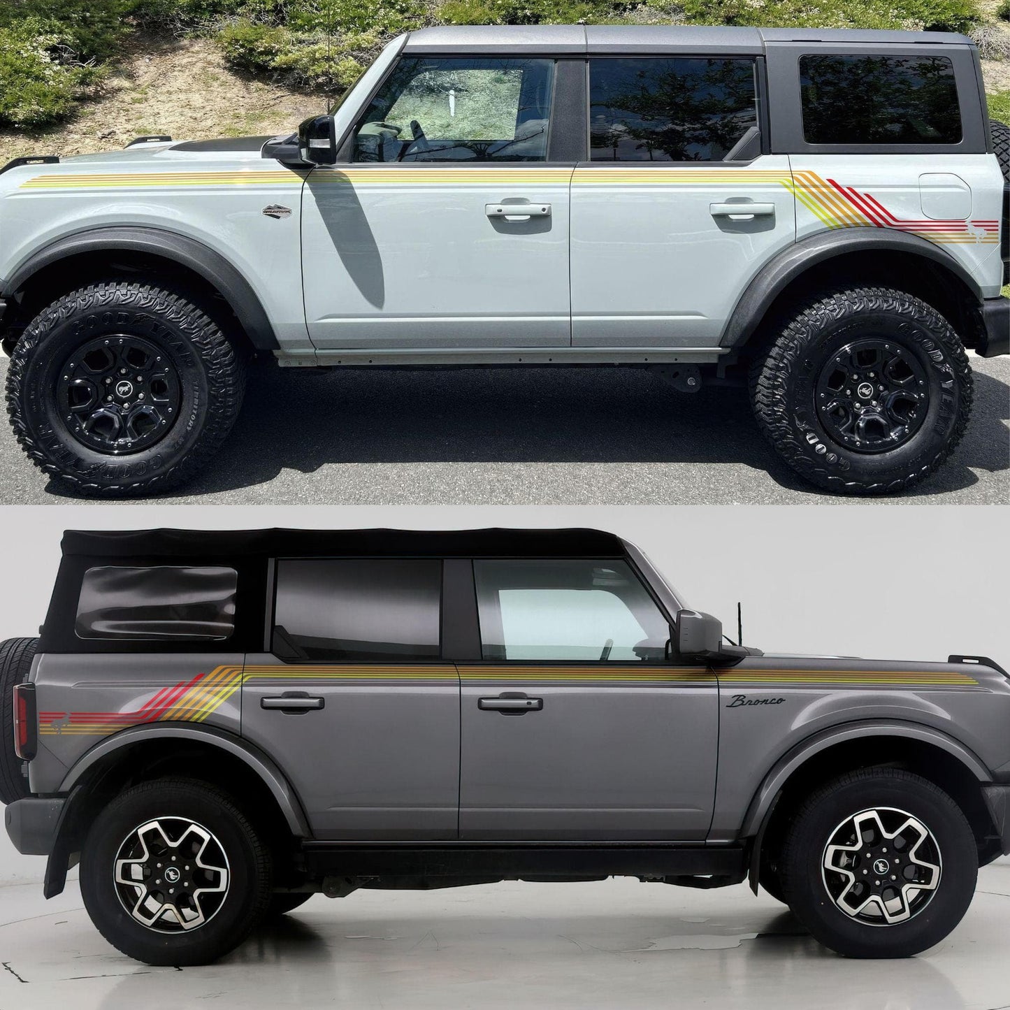 Bronco Color Stripes Decal Sticker. Red, Orange, Yellow Racing Stripes. #6973