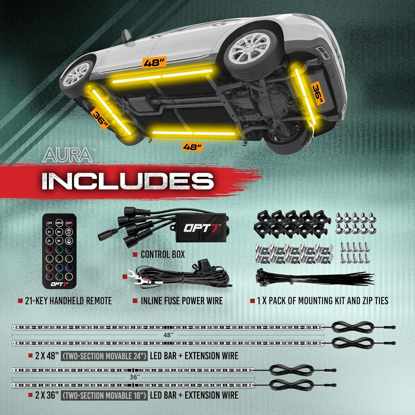 AURA LED Lighting Kit Triple Bundle (Halo + Interior + Underglow) for Dodge Challenger - Remote Control