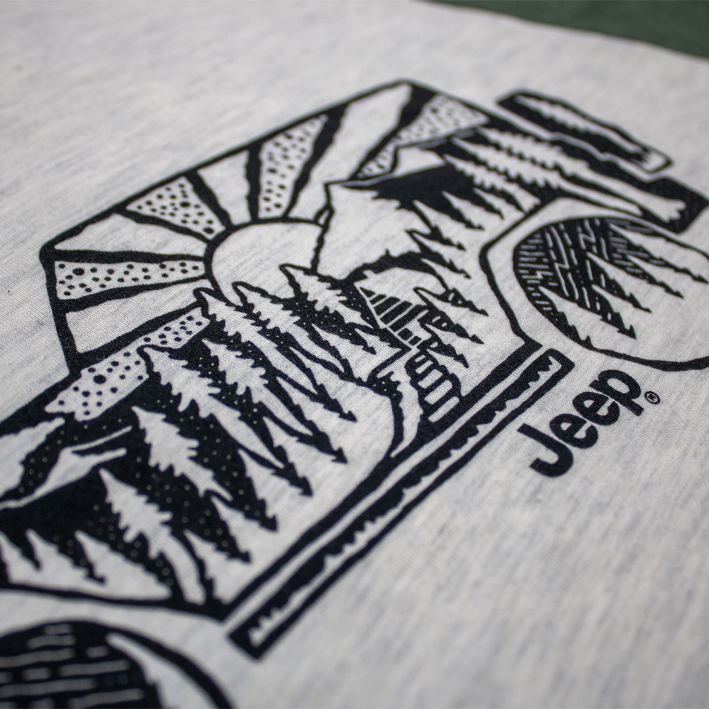 Mens Jeep® Atomic Side Long Sleeve Hooded T-Shirt - Moss Green / Natural