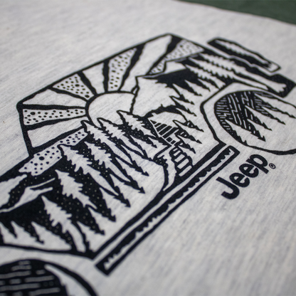 Mens Jeep® Atomic Side Long Sleeve Hooded T-Shirt - Moss Green / Natural