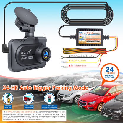 ROVE Ultimate 3-Lead USB Type-C Hardwire Kit | for ROVE R2, R2 PRO, R2 DUAL, R2 DUAL PRO, and R3 Dash Cam | Check Compatibility Image Before Purchasing