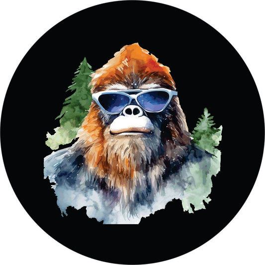 Sasquatch Watercolor Bigfoot Bronco Spare Tire Cover