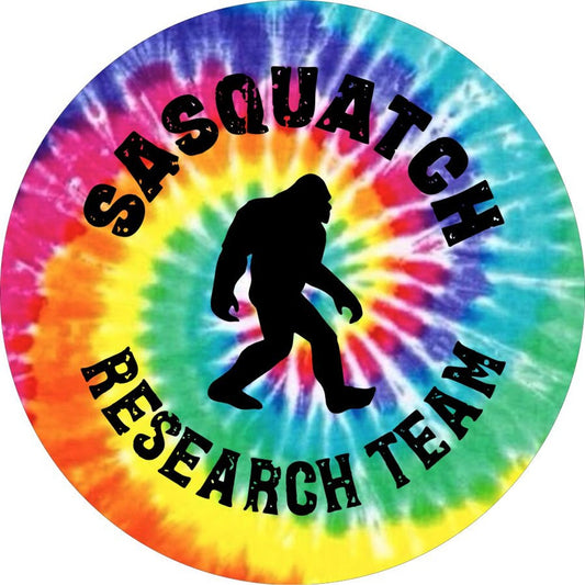 Tie-Dye Bigfoot or Sasquatch Research Team Bronco Spare Tire Cover