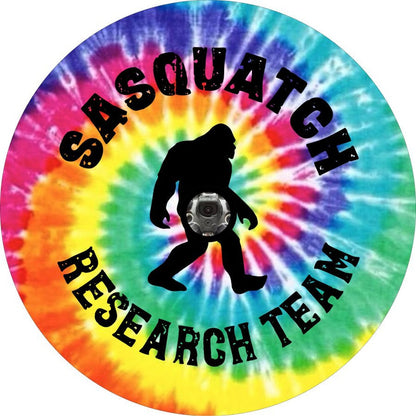 Tie-Dye Bigfoot or Sasquatch Research Team Bronco Spare Tire Cover