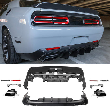 2008-2014 Challenger Front+Rear Bumper Cover+Fender Flares+V3 Diffuser
