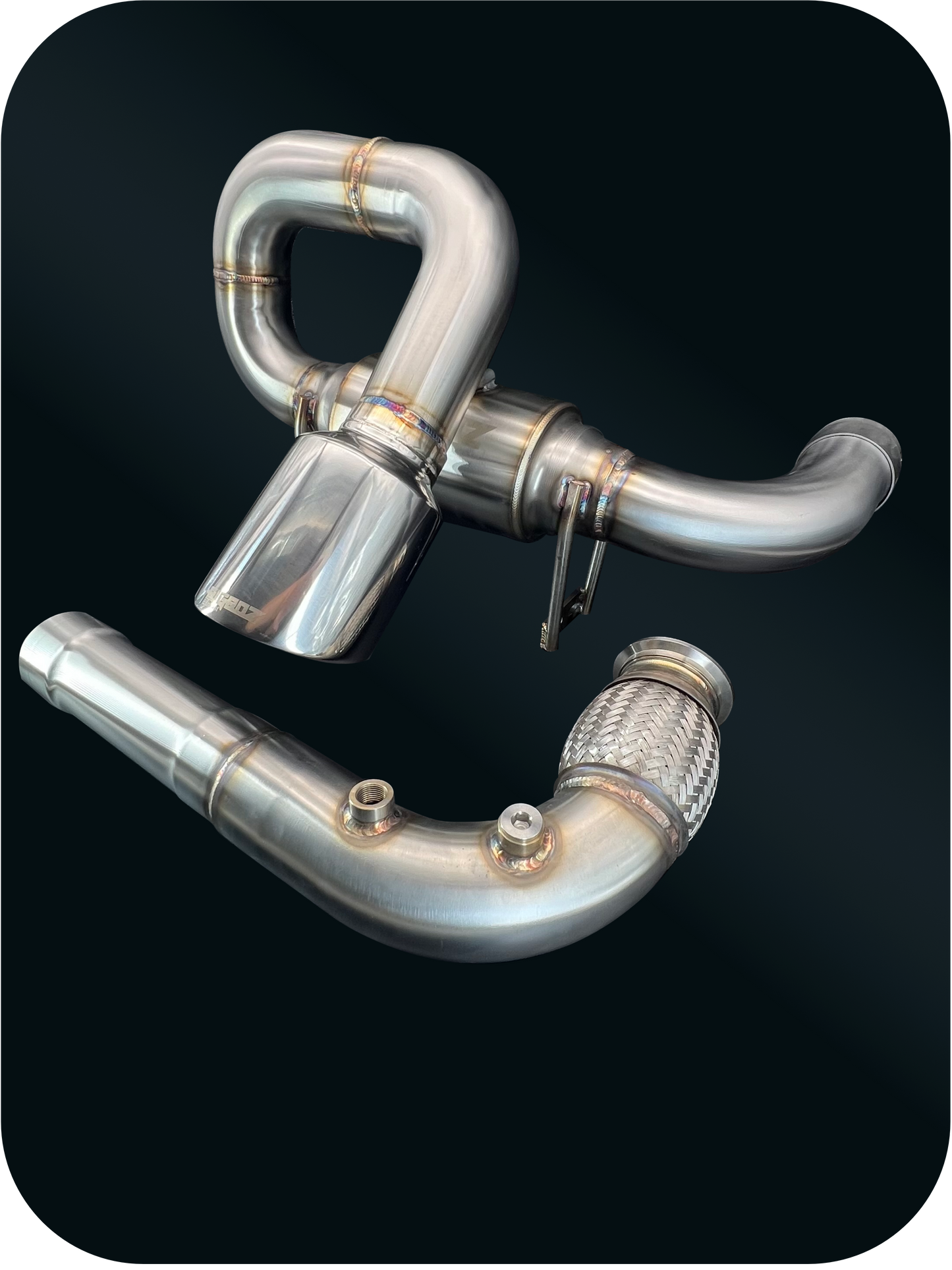 BIGBOZ Performance Full Exhaust System Can-Am Maverick X3 Turbo 2017+ (Brushed Satin Finish Muffler)